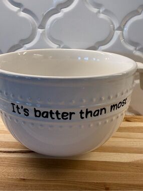 Parini "It's Batter Than Most" White Hobnail Ceramic Batter Mixing Bowl